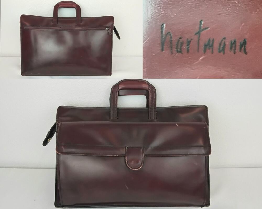 Vintage Hartmann Men's Leather Briefcase Red Burgundy Laptop Bag #Z5813